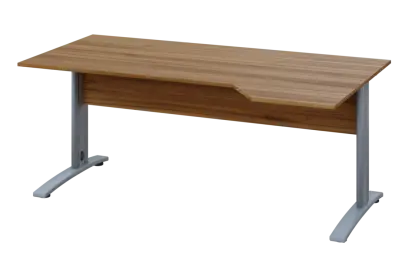 EZK 18 - 184 stůl kancelářský, rohový, pravý, kovová podnož stříbrná, deska 18 mm, široký 1800 mm, ořech světlý